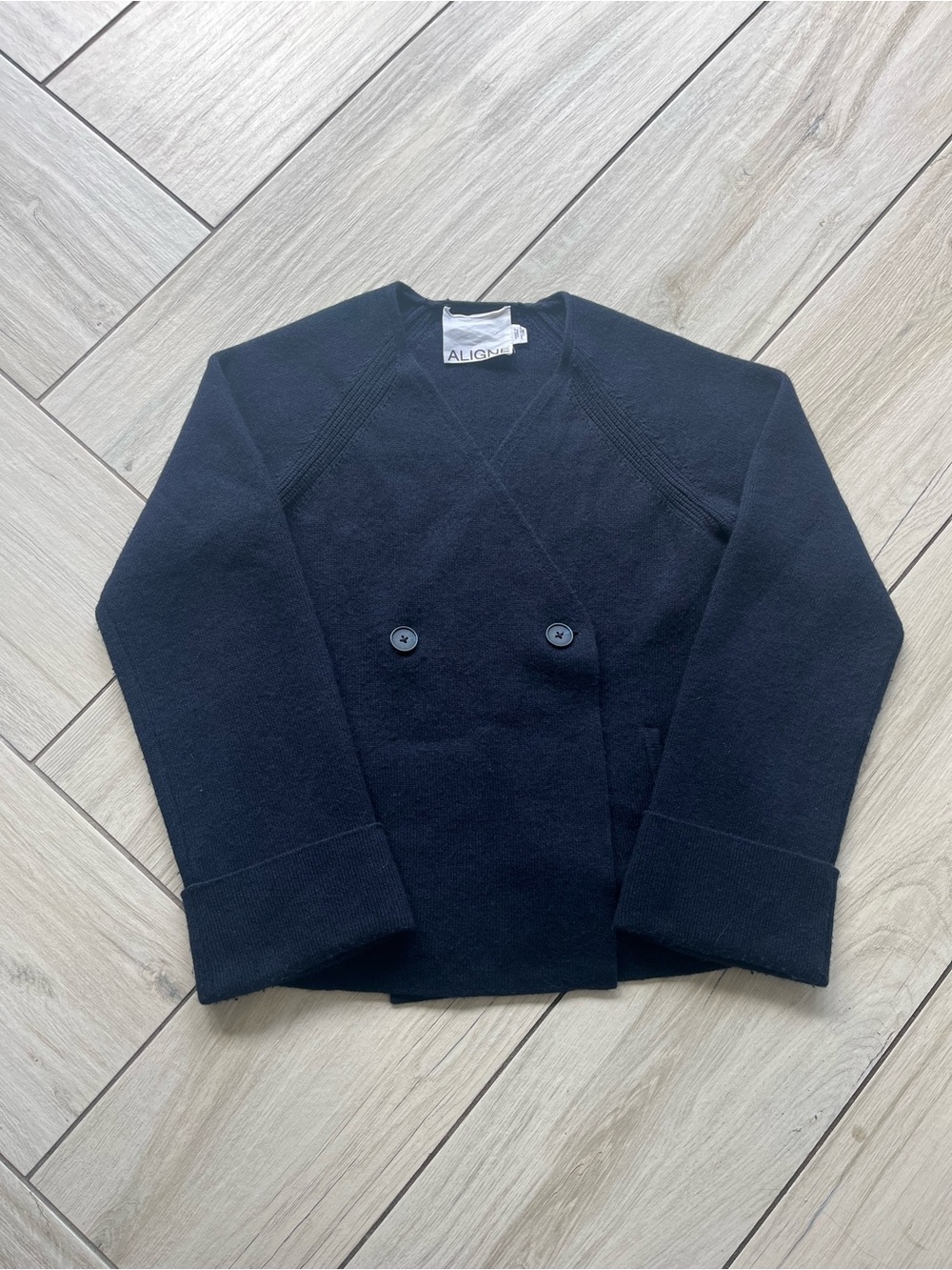 Aligne Navy Double-Breasted Women’s Sweater Cardigan